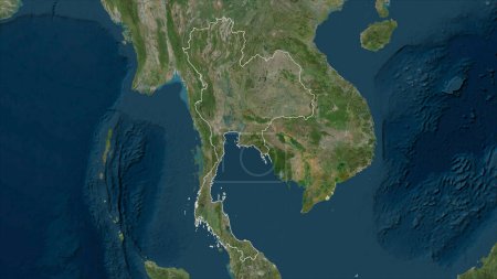 Thailand outlined on a high resolution satellite map