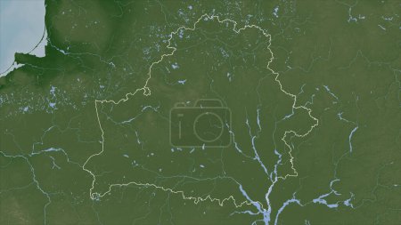 Photo for Belarus outlined on a Pale colored elevation map with lakes and rivers - Royalty Free Image