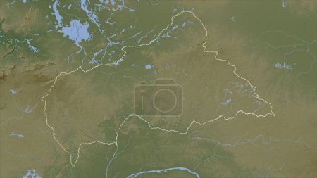 République centrafricaine tracé sur une carte d'altitude de couleur pâle avec lacs et rivières