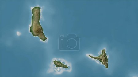 Photo for Comoros outlined on a Pale colored elevation map with lakes and rivers - Royalty Free Image