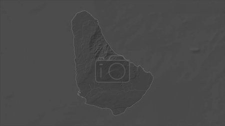 Barbados destacó en un mapa de elevación de Bilevel con lagos y ríos