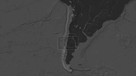 Chili mis en évidence sur une carte d'altitude de Bilevel avec lacs et rivières