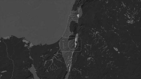 Israel destacó en un mapa de elevación de Bilevel con lagos y ríos