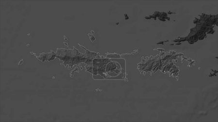 Foto de Islas Vírgenes de los Estados Unidos - Santo Tomás destacado en un mapa de elevación de Bilevel con lagos y ríos - Imagen libre de derechos