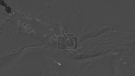 Islas Salomón destacadas en un mapa de elevación de Bilevel con lagos y ríos