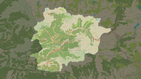 Andorra highlighted on a topographic, OSM Humanitarian style map