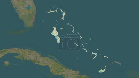 Bahamas highlighted on a topographic, OSM Humanitarian style map