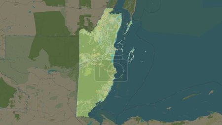 Belize highlighted on a topographic, OSM Humanitarian style map