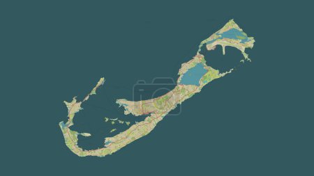 Bermuda highlighted on a topographic, OSM Humanitarian style map