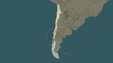 Chile highlighted on a topographic, OSM Humanitarian style map