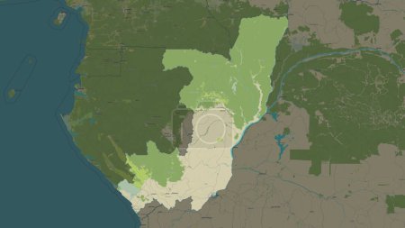 Republic of the Congo highlighted on a topographic, OSM Humanitarian style map