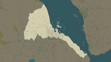 Eritrea auf einer topographischen Karte im OSM-Stil hervorgehoben