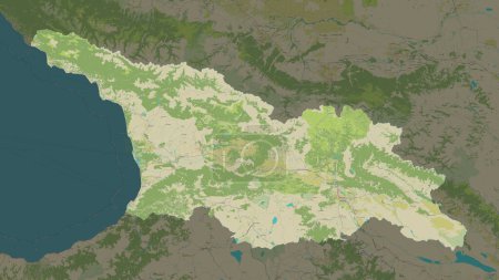 Photo for Georgia highlighted on a topographic, OSM Humanitarian style map - Royalty Free Image