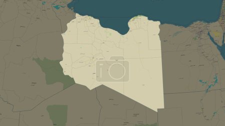 Photo for Libya highlighted on a topographic, OSM Humanitarian style map - Royalty Free Image