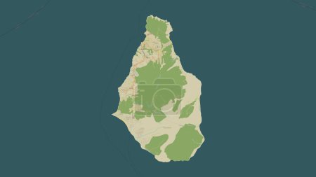 Montserrat highlighted on a topographic, OSM Humanitarian style map