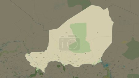 Niger highlighted on a topographic, OSM Humanitarian style map