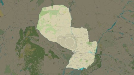 Photo for Paraguay highlighted on a topographic, OSM Humanitarian style map - Royalty Free Image
