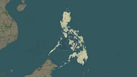 Philippines mis en évidence sur une carte topographique de style humanitaire OSM