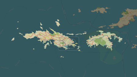 U.S. Virgin Islands - Saint Thomas highlighted on a topographic, OSM Humanitarian style map