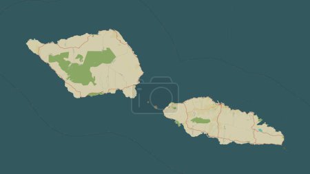 Samoa destaca en un mapa topográfico, OSM estilo humanitario