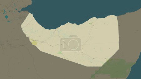 Téléchargez les photos : Somaliland mis en évidence sur une carte topographique de style humanitaire OSM - en image libre de droit