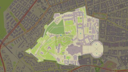Vatican highlighted on a topographic, OSM Humanitarian style map