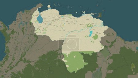 Photo for Venezuela highlighted on a topographic, OSM Humanitarian style map - Royalty Free Image