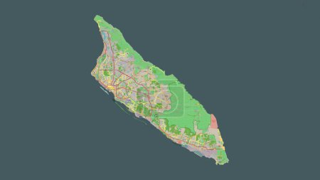 Aruba mis en évidence sur une carte topographique de style OSM France