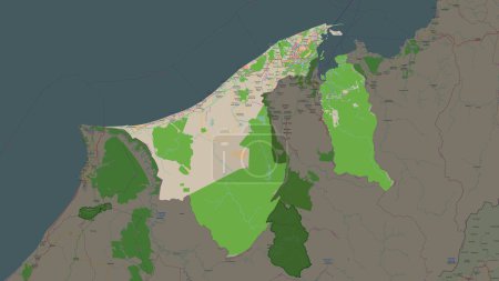 Brunei mis en évidence sur une carte topographique de style OSM France