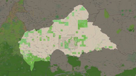 République centrafricaine mise en évidence sur une carte topographique de style OSM France