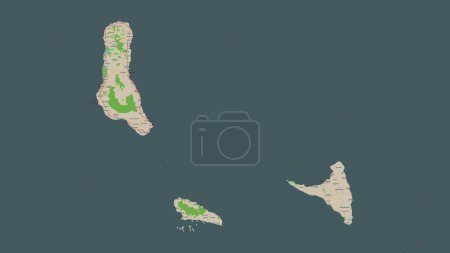 Photo for Comoros highlighted on a topographic, OSM France style map - Royalty Free Image