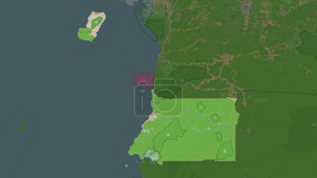 Äquatorialguinea auf einer topographischen Karte im OSM-Frankreich-Stil hervorgehoben
