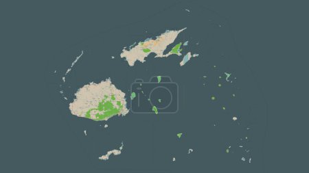 Fiji highlighted on a topographic, OSM France style map