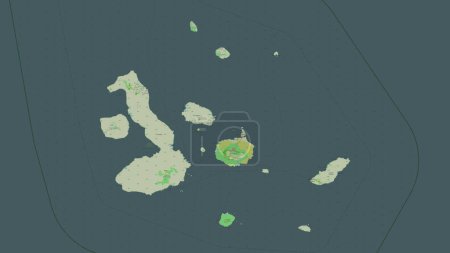 Galapagos - Équateur mis en évidence sur une carte topographique de style OSM France