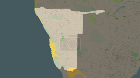 Namibie mise en évidence sur une carte topographique de style OSM France