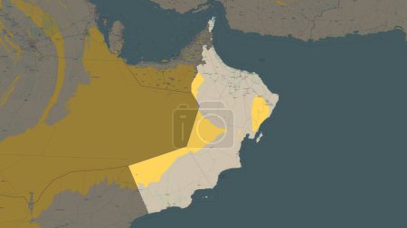 Omán destaca en un mapa topográfico, estilo OSM Francia