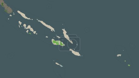 Solomon Islands highlighted on a topographic, OSM France style map