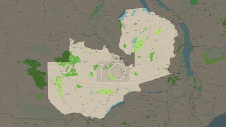 Zambie mise en évidence sur une carte topographique de style OSM France