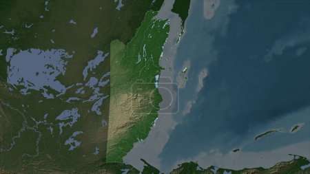 Belize auf einer blassfarbenen Karte mit Seen und Flüssen hervorgehoben