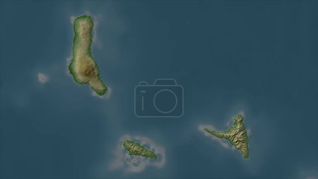 Komoren auf blassfarbener Höhenkarte mit Seen und Flüssen hervorgehoben