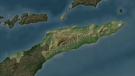 Timor Leste auf einer blassfarbenen Landkarte mit Seen und Flüssen hervorgehoben