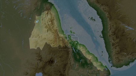 Eritrea auf einer blassfarbenen Landkarte mit Seen und Flüssen hervorgehoben