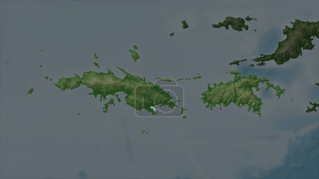 Islas Vírgenes de los Estados Unidos - Santo Tomás resaltado en un mapa de elevación de color pálido con lagos y ríos