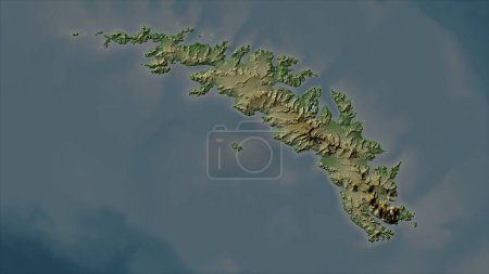 Photo for South Georgia - South Georgia and the South Sandwich Islands highlighted on a Pale colored elevation map with lakes and rivers - Royalty Free Image