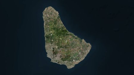 La Barbade mise en évidence sur une carte satellite haute résolution