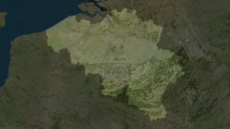 Belgium highlighted on a high resolution satellite map