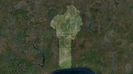 Benin highlighted on a high resolution satellite map