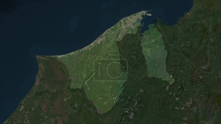 Brunei auf einer hochauflösenden Satellitenkarte hervorgehoben