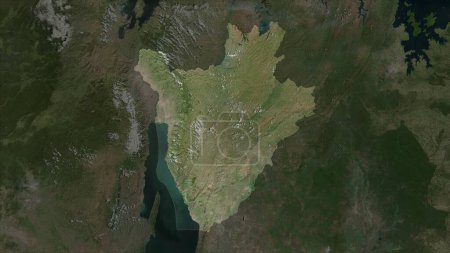 Burundi auf einer hochauflösenden Satellitenkarte hervorgehoben
