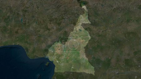 Camerún resaltado en un mapa satelital de alta resolución